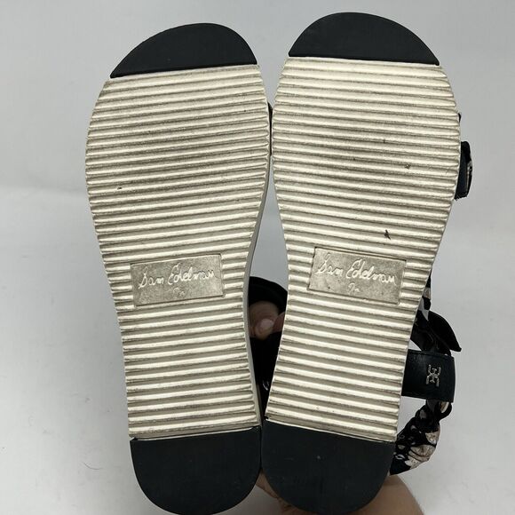 Sam Edelman Ashie Floral Fabric Leather Slingback Wedge Sandals US 9.5 - Picture 8 of 9